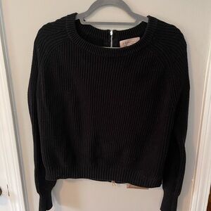 Philosophy Black Ribbed Sweater with Back Zip
